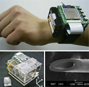 時計型医療用デバイス試作機 据置き型医療用デバイス試作機 内径80μmの無痛針
